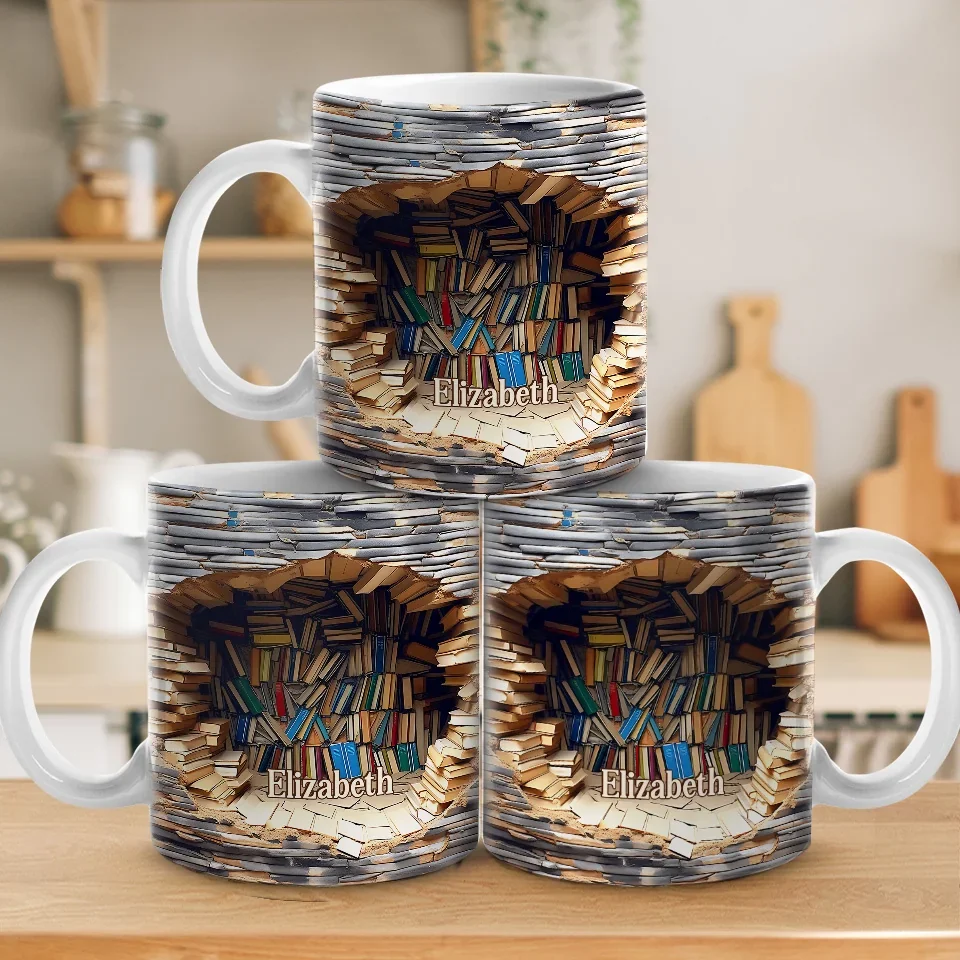A Book A Day Keeps Reality Away - Personalized Custom Mug - Christmas Gift For Book Lovers - Image 5