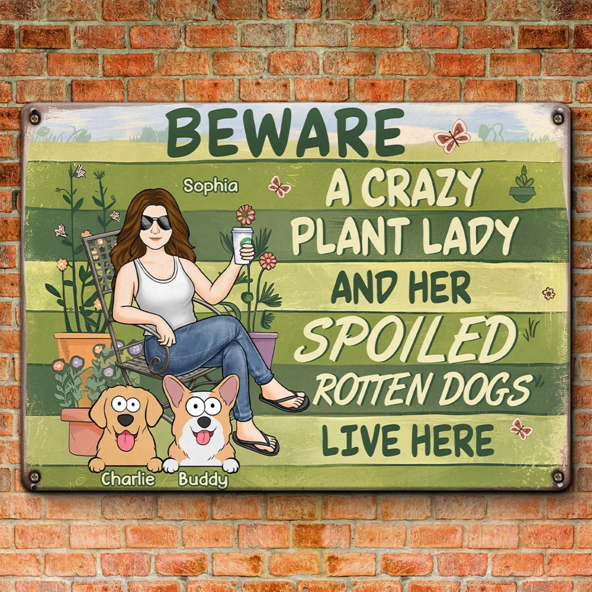 A Crazy Plant Lady And Her Spoiled Rotten Dog Live Here - Dog Personalized Custom Home Decor Metal Sign - House Warming Gift For Pet Owners, Pet Lovers - Image 3