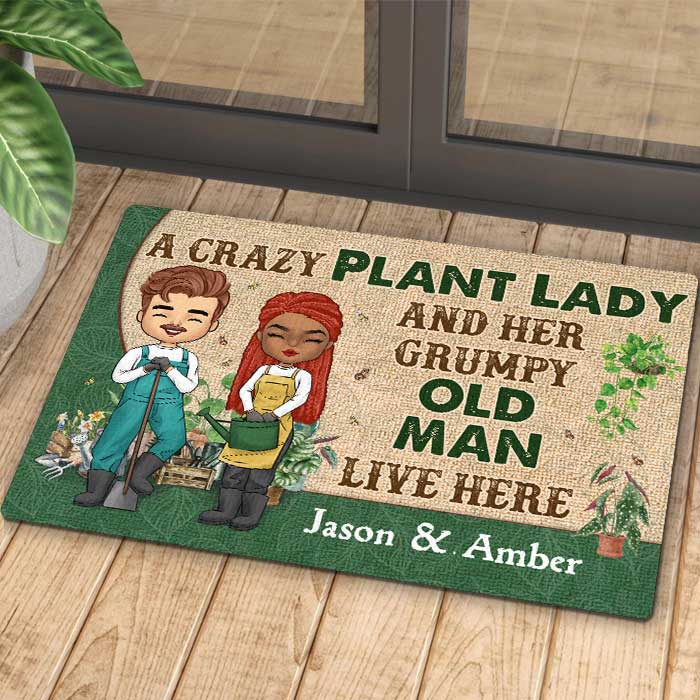 A Crazy Plant Lady - Personalized Decorative Mat - Gift For Couples, Husband Wife - Image 4