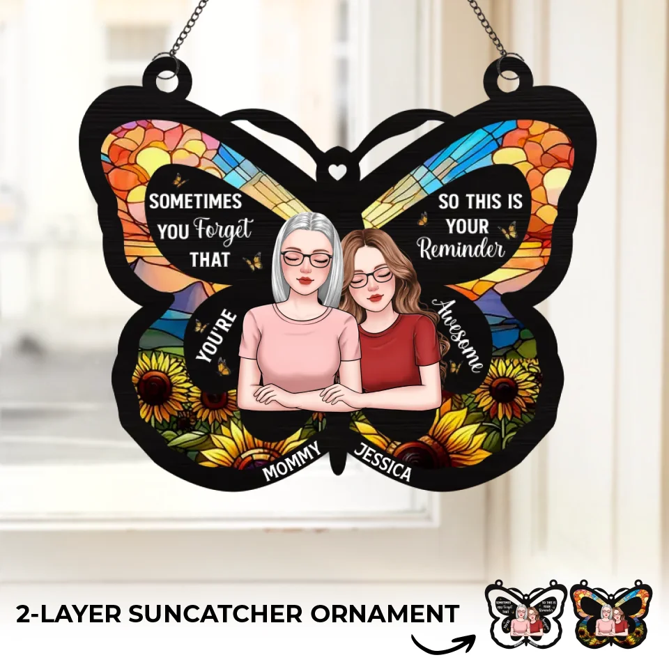 A Daughter Is A Piece Of Her Mother’s Heart - Family Personalized Window Hanging Suncatcher Ornament - Gift For Mom, Daughter - Image 2