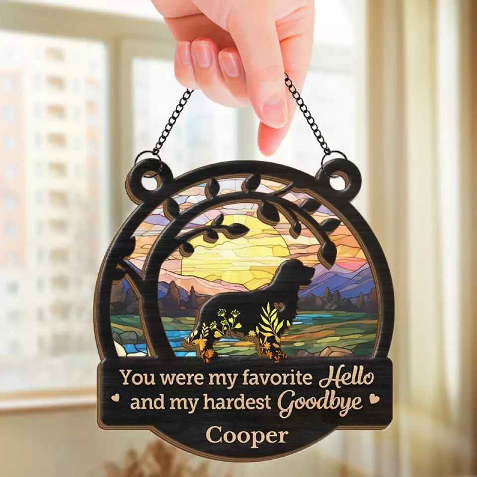 A Dog Wags His Tail With His Heart - Memorial Personalized Window Hanging Suncatcher - Sympathy Gift For Pet Owners, Pet Lovers - Image 5