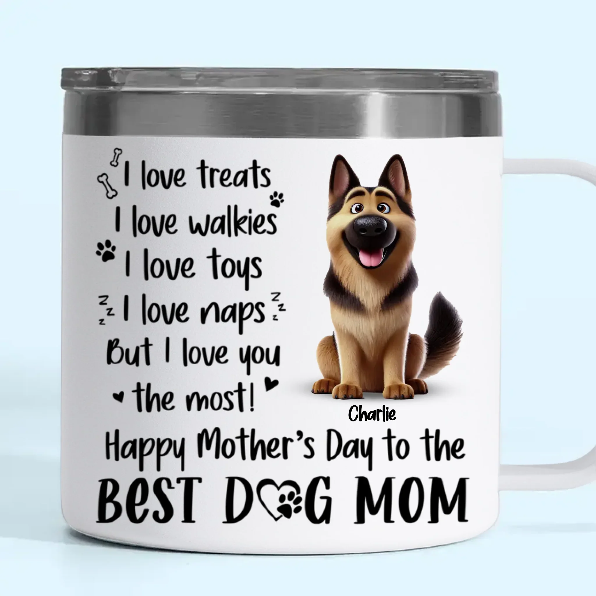 A Dog’s Love Never Ends - Dog Personalized Custom 14oz Stainless Steel Tumbler With Handle - Gift For Pet Owners, Pet Lovers - Image 2