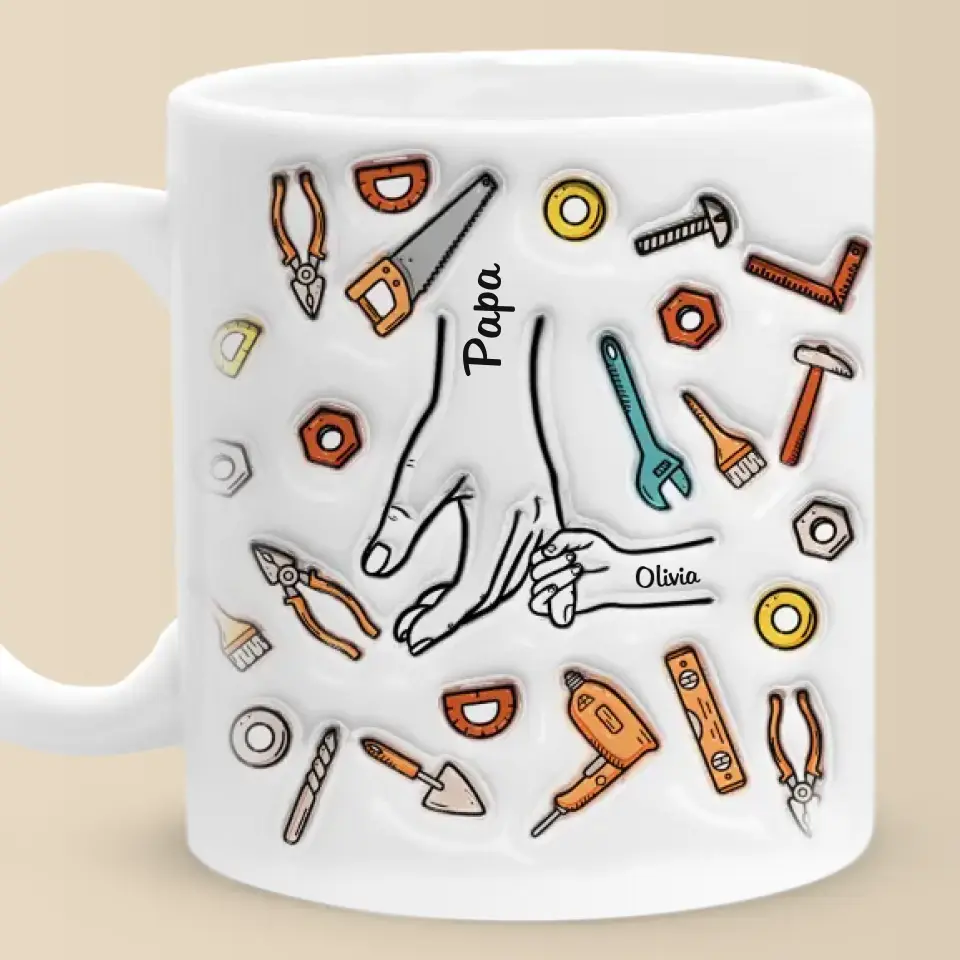 A Father Carries Pictures Where His Money Used To Be - Family Personalized Custom 3D Inflated Effect Printed Mug - Father's Day, Gift For Dad, Grandpa - Image 2