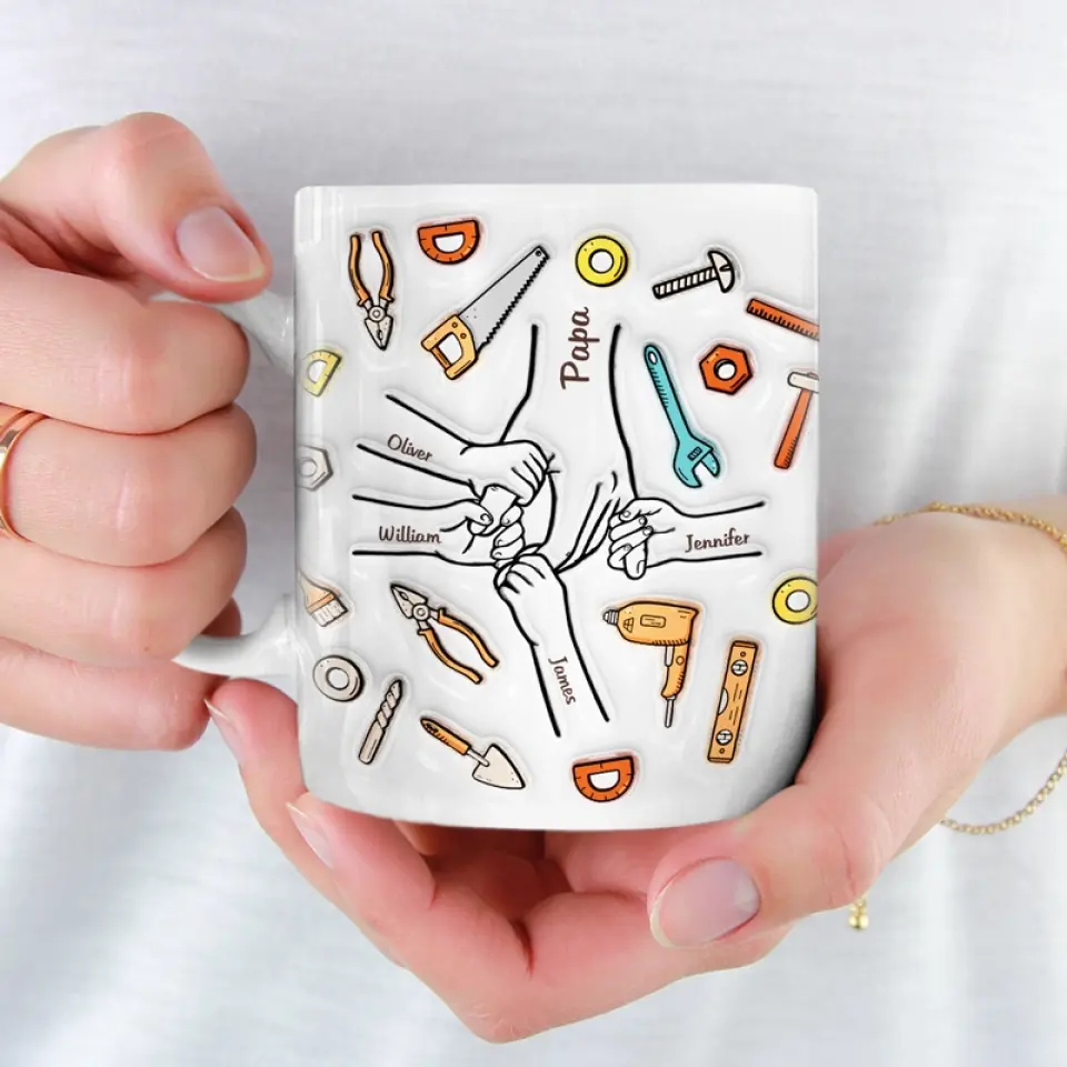 A Father Carries Pictures Where His Money Used To Be - Family Personalized Custom 3D Inflated Effect Printed Mug - Father's Day, Gift For Dad, Grandpa - Image 3