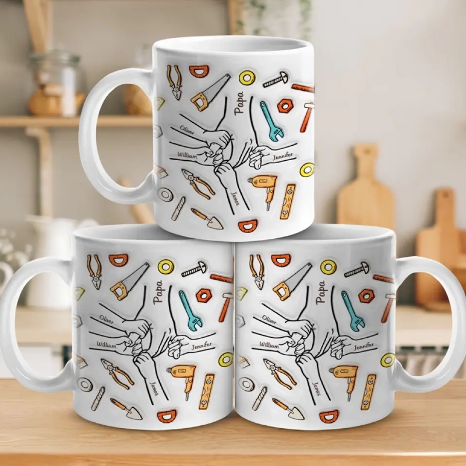 A Father Carries Pictures Where His Money Used To Be - Family Personalized Custom 3D Inflated Effect Printed Mug - Father's Day, Gift For Dad, Grandpa - Image 4
