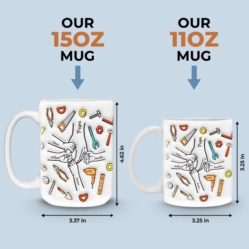A Father Carries Pictures Where His Money Used To Be - Family Personalized Custom 3D Inflated Effect Printed Mug - Father's Day, Gift For Dad, Grandpa - Image 5