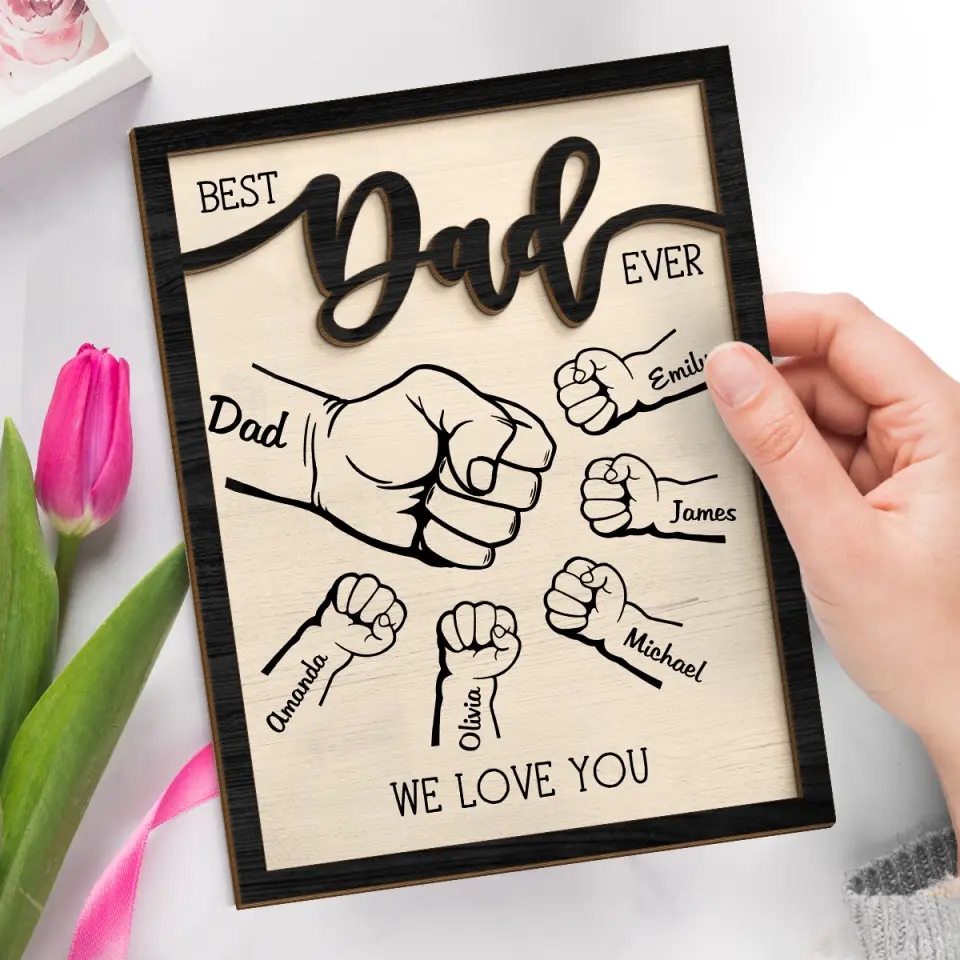 A Father Is A Banker Provided By Nature - Family Personalized Custom 2-Layered Wooden Plaque With Stand - Father's Day, Gift For Dad, Grandpa - Image 3