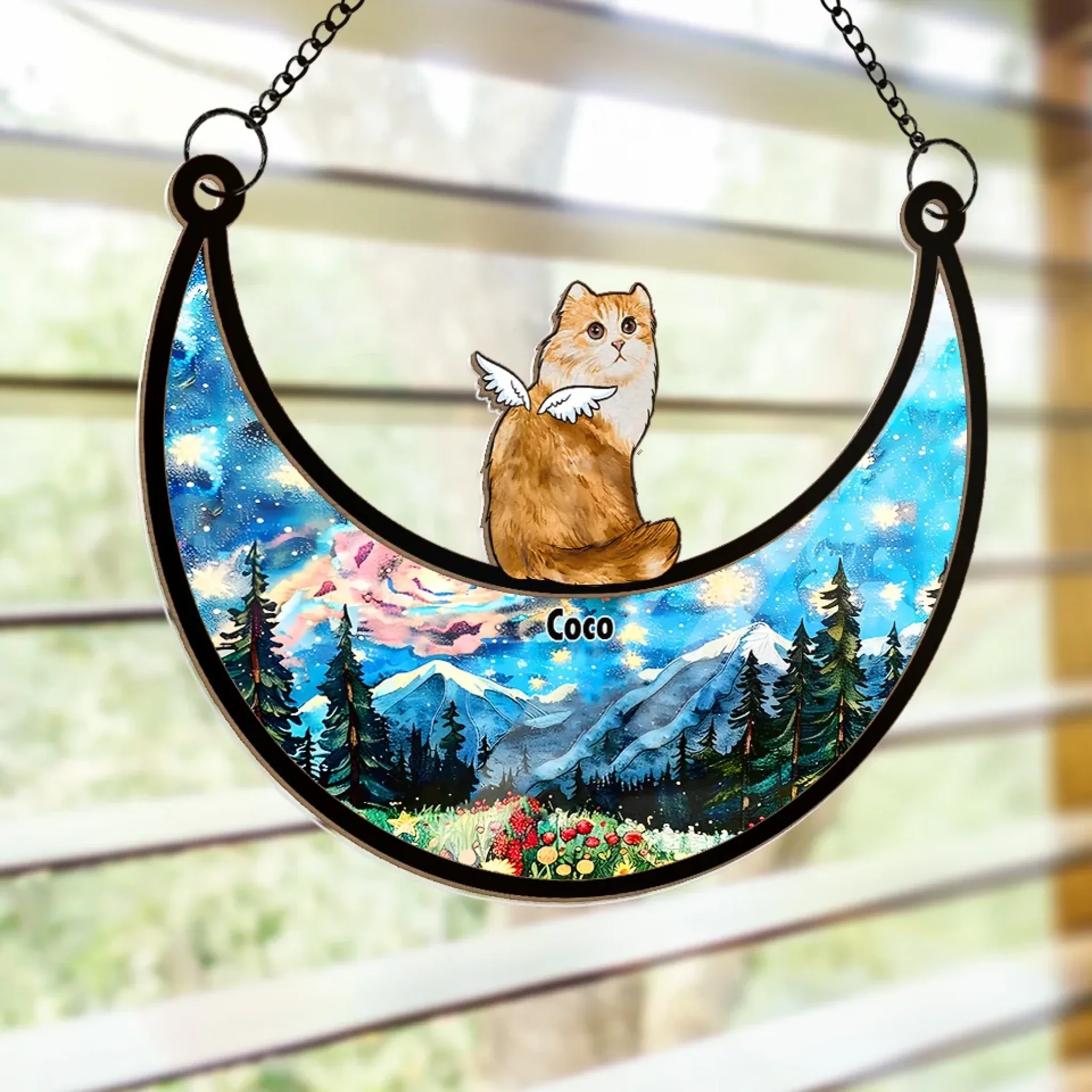 A Feline Friend, A Forever Memory - Memorial Personalized Window Hanging Suncatcher Ornament - Sympathy Gift For Pet Owners, Pet Lovers - Image 4
