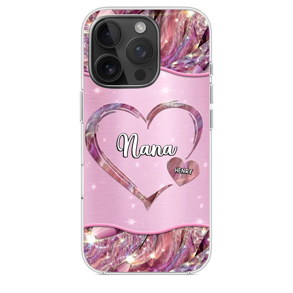 A Garden Of Love Grows In A Grandmother's Heart - Family Personalized Custom Faux Jewelry Effect Printed Clear Phone Case - Gift For Mom, Grandma - Image 31