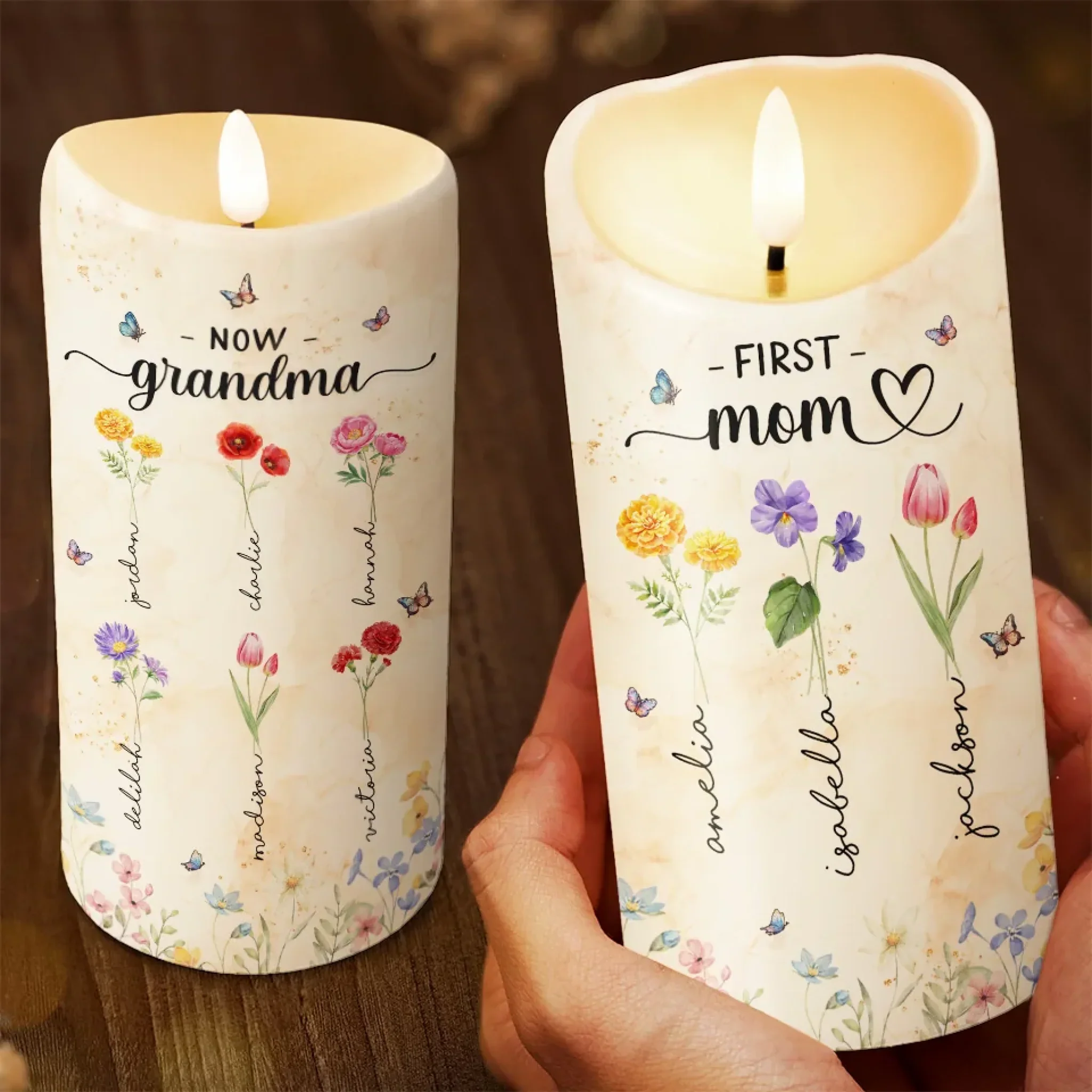 A Garden Of Love Grows In A Grandmother’s Heart - Family Personalized Custom LED Candle - Gift For Mom, Grandma - Image 3