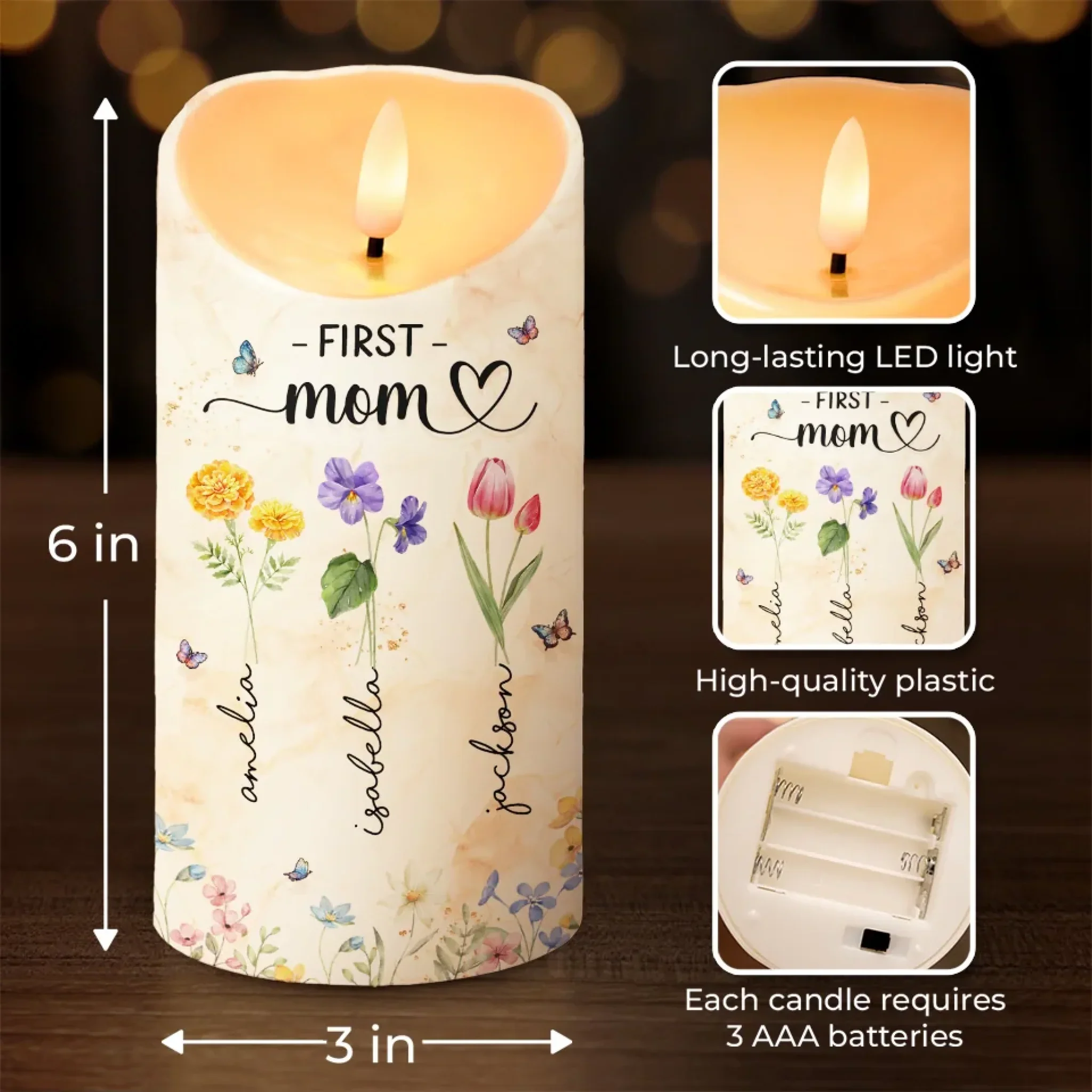 A Garden Of Love Grows In A Grandmother’s Heart - Family Personalized Custom LED Candle - Gift For Mom, Grandma - Image 4