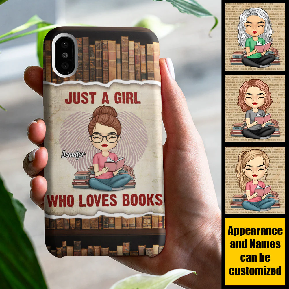 A Girl Who Loves Books - Personalized Phone Case - Image 3