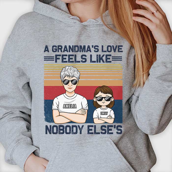 A Grandma's Love Feels Like Nobody Else's - Personalized Unisex T-shirt, Hoodie, Sweatshirt - Gift For Grandma, Grandparents - Image 2