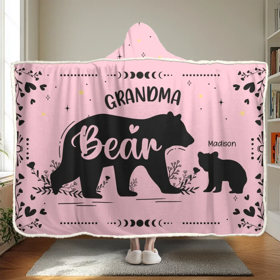 A Grandma’s Love Is A Bear Hug For The Soul - Family Personalized Custom Snuggle Blanket, Hoodie Blanket - Gift For Mom, Grandma - Image 2