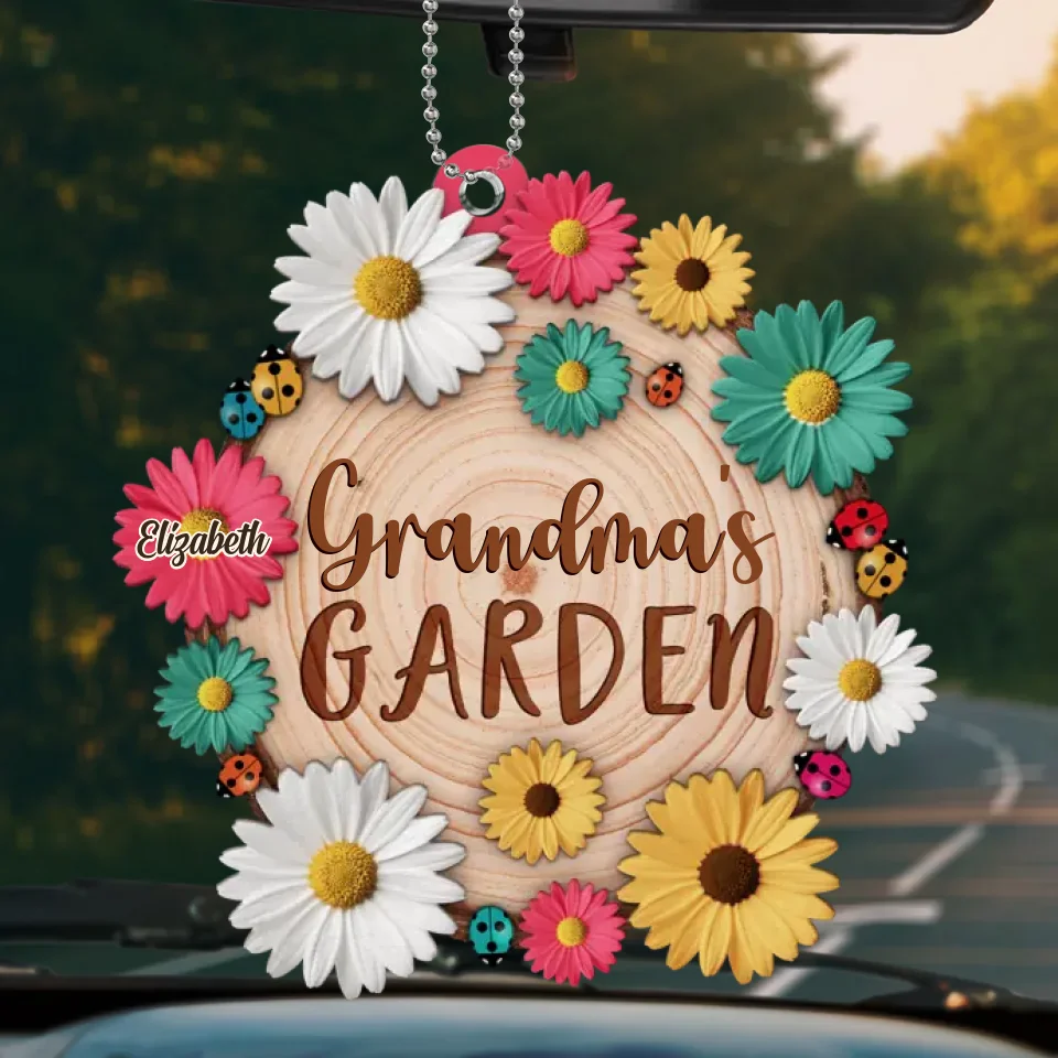 A Grandma's Love Is Like A Garden That Blooms Forever - Family Personalized Custom Car Ornament - Acrylic Custom Shaped - Gift For Mom, Grandma - Image 2