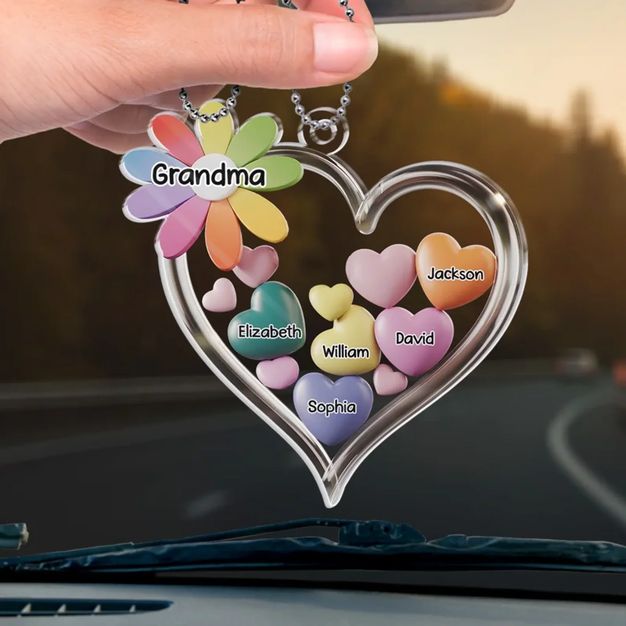 A Grandmother Is A Gift From Above - Family Personalized Custom Car Ornament - Acrylic Custom Shaped - Gift For Mom, Grandma - Image 4