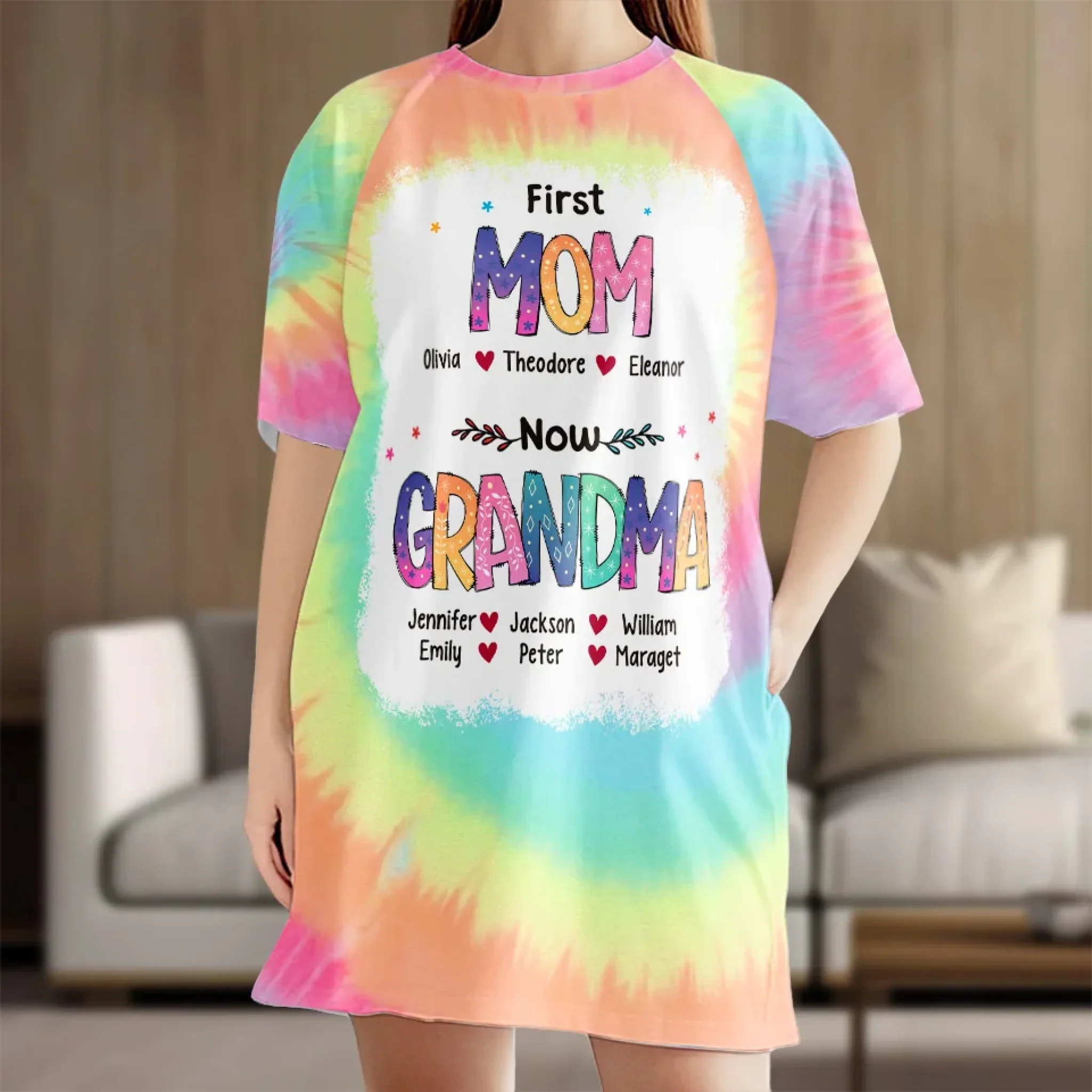 A Grandmother’s Love Never Fades - Family Personalized Custom Women's Sleep Tee - Mother's Day Gift For Mom, Grandma - Image 3
