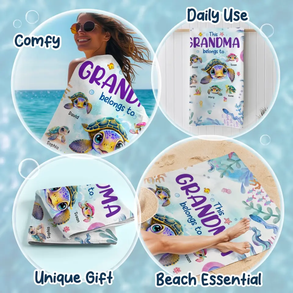 A House Needs A Grandma In It - Family Personalized Custom Beach Towel - Summer Vacation Gift, Birthday Pool Party Gift For Grandma - Image 4