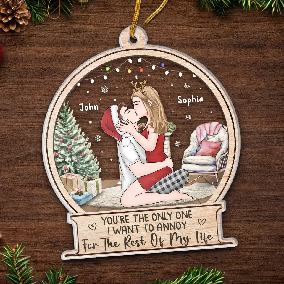 A Kiss From You And Everything Feels Right - Couple Personalized Custom Ornament - Acrylic Custom Shaped - Christmas Gift For Husband Wife, Anniversary - Image 5