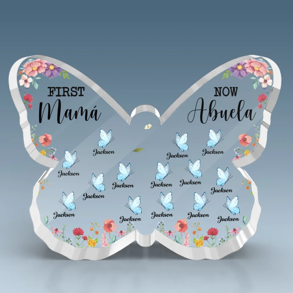 A Legacy Passed From Mom To Grandma - Family Personalized Custom Butterfly Shaped Acrylic Plaque - Gift For Mom, Grandma - Image 2