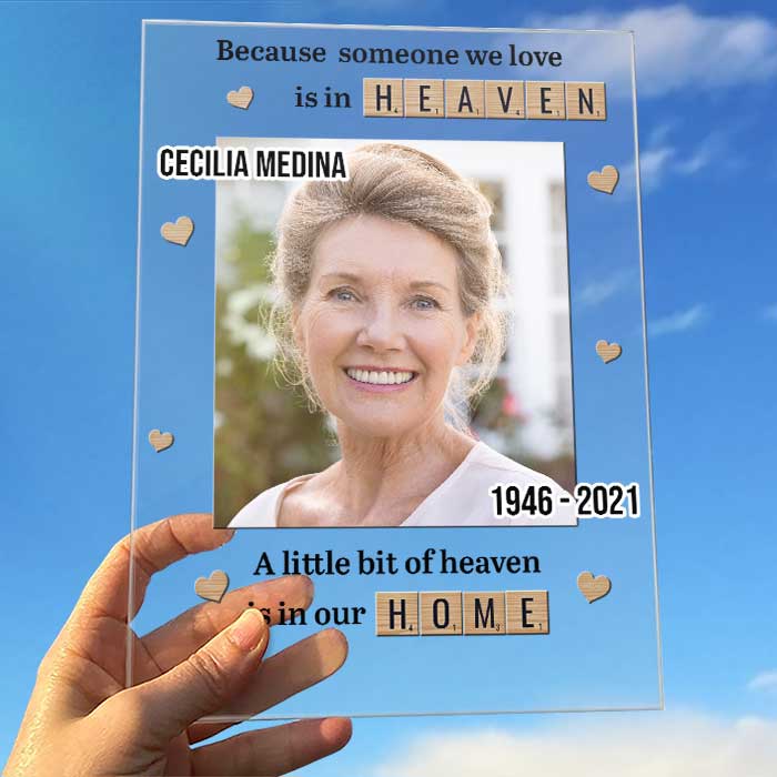 A Little Bit Of Heaven Is In Our Home - Upload Image - Personalized Acrylic Plaque - Image 2