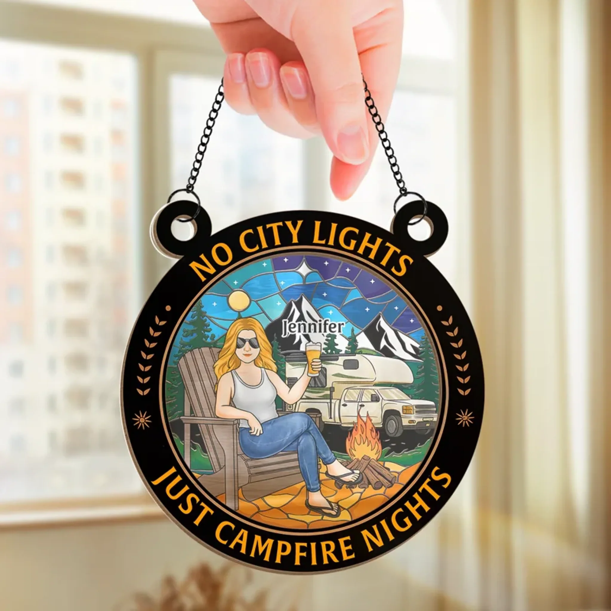 A Little Piece Of The Outdoors For Your Favorite Space - Family Personalized Window Hanging Suncatcher Ornament - Gift For Yourself, Best Friends, Siblings, Family Members - Image 3