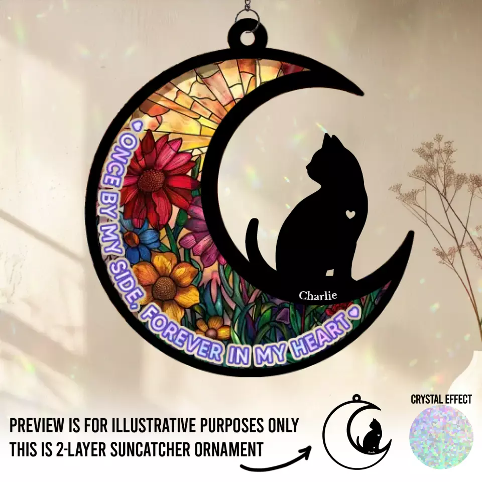 A Meow Is A Message To The Heart - Memorial Personalized Window Hanging Suncatcher - Sympathy Gift For Pet Owners, Pet Lovers - Image 2