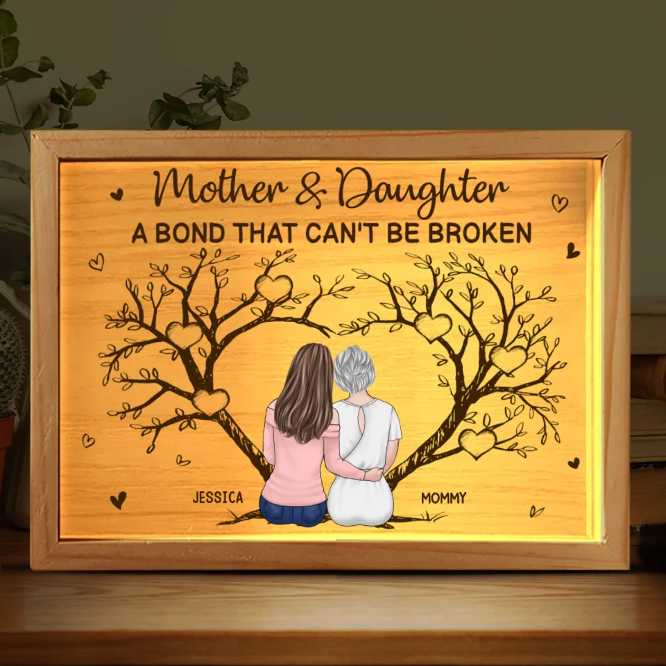 A Mother And Daughter Always Share A Special Bond - Family Personalized Custom Frame Light Box - Gift For Mom, Daughter - Image 2