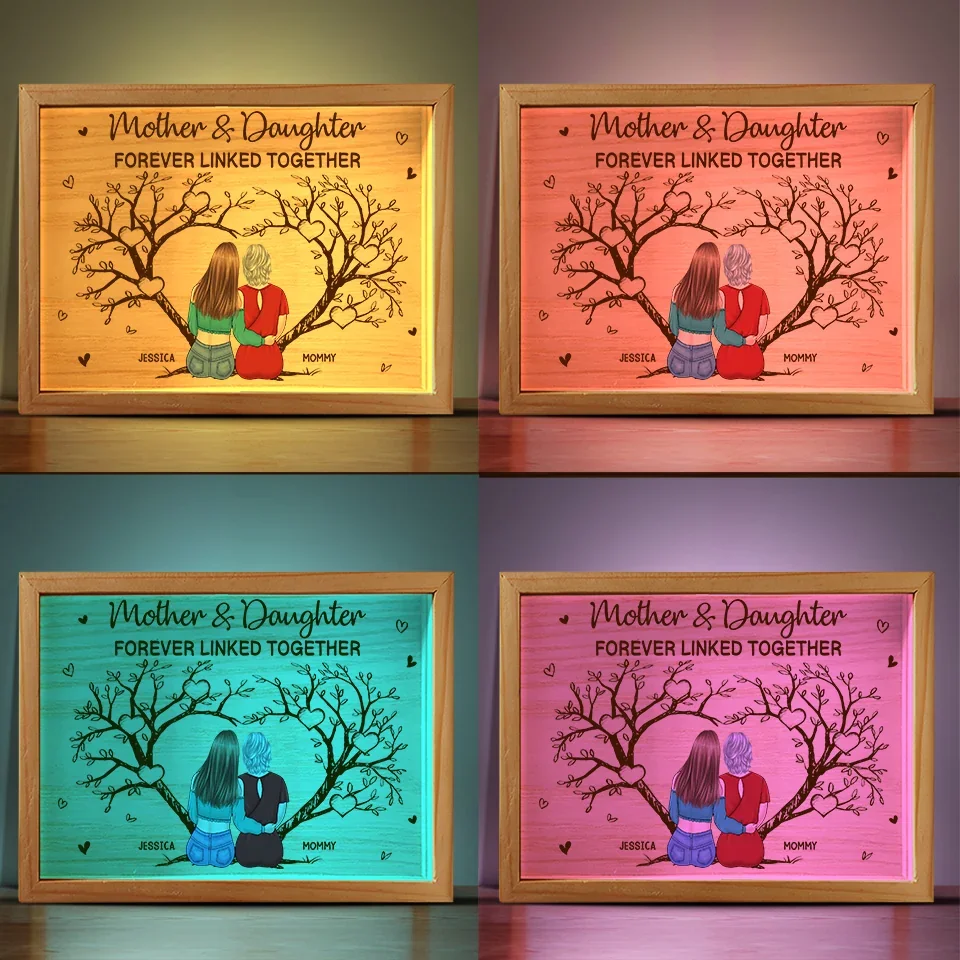 A Mother And Daughter Always Share A Special Bond - Family Personalized Custom Frame Light Box - Gift For Mom, Daughter - Image 5