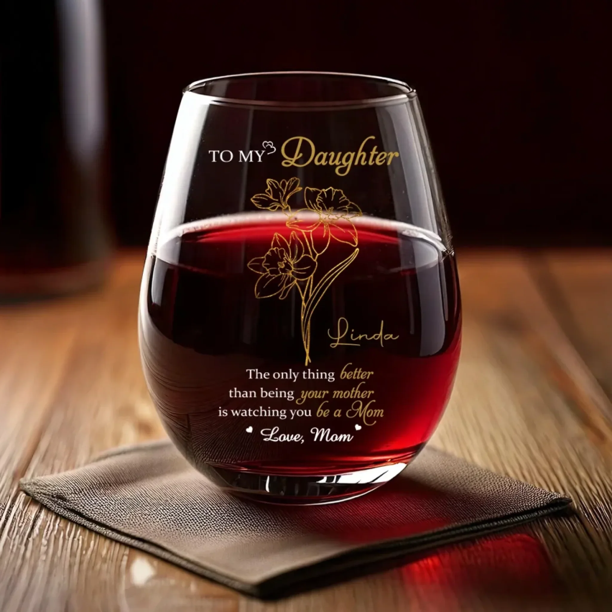 A Mother’s Love, Endless And True - Family Personalized Custom Wine Glass - Mother's Day, Gift For Mom, Daughter - Image 4