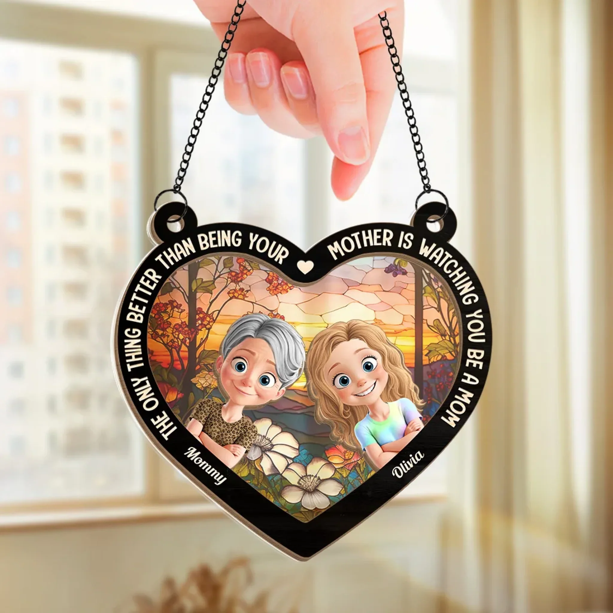 A Mother's Love Lasts Forever - Family Personalized Window Hanging Suncatcher Ornament - Mother's Day, Gift For Mom, Daughter - Image 3