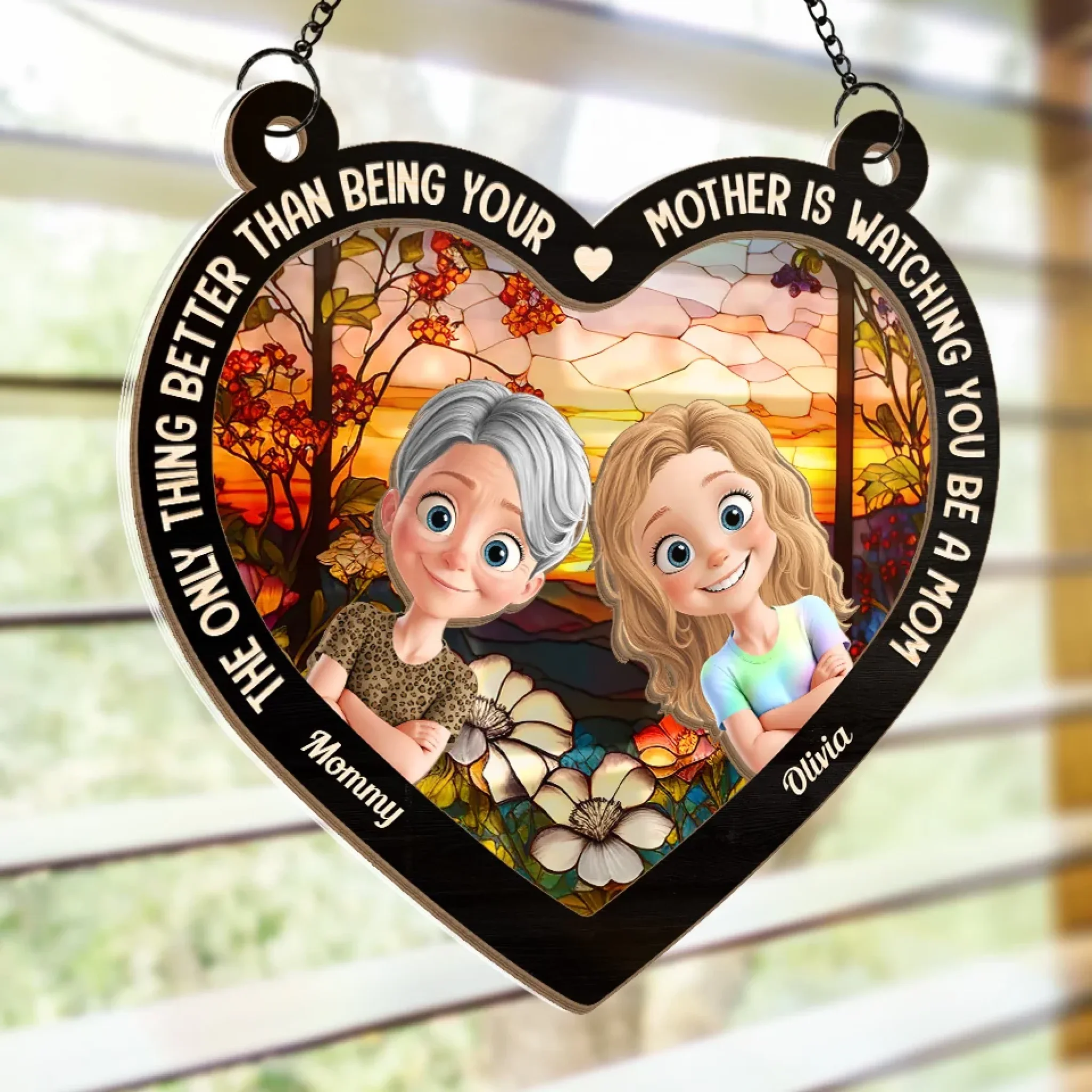 A Mother's Love Lasts Forever - Family Personalized Window Hanging Suncatcher Ornament - Mother's Day, Gift For Mom, Daughter - Image 4