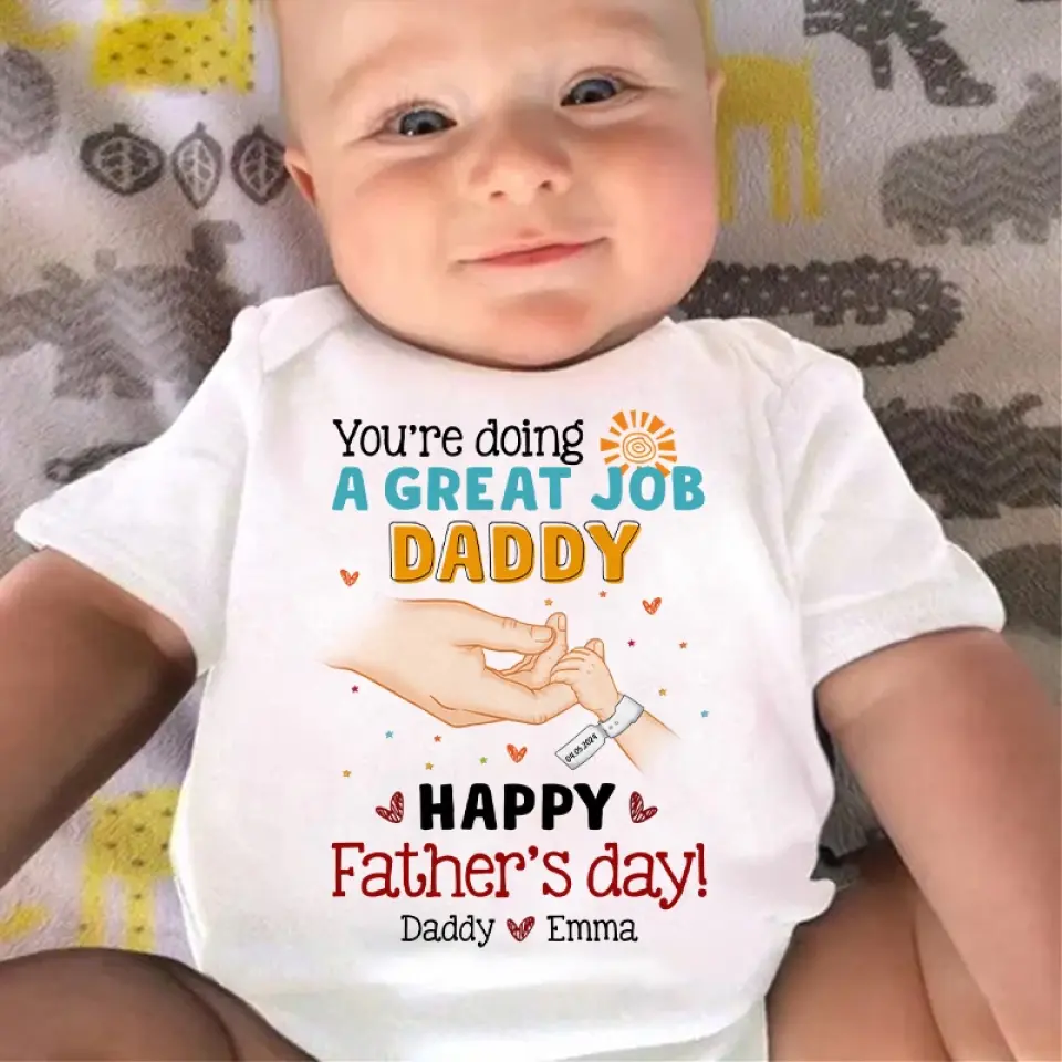A New Chapter Begins With Your First Cry - Family Personalized Custom Baby Onesie - Father's Day, Baby Shower Gift, Gift For First Dad - Image 4
