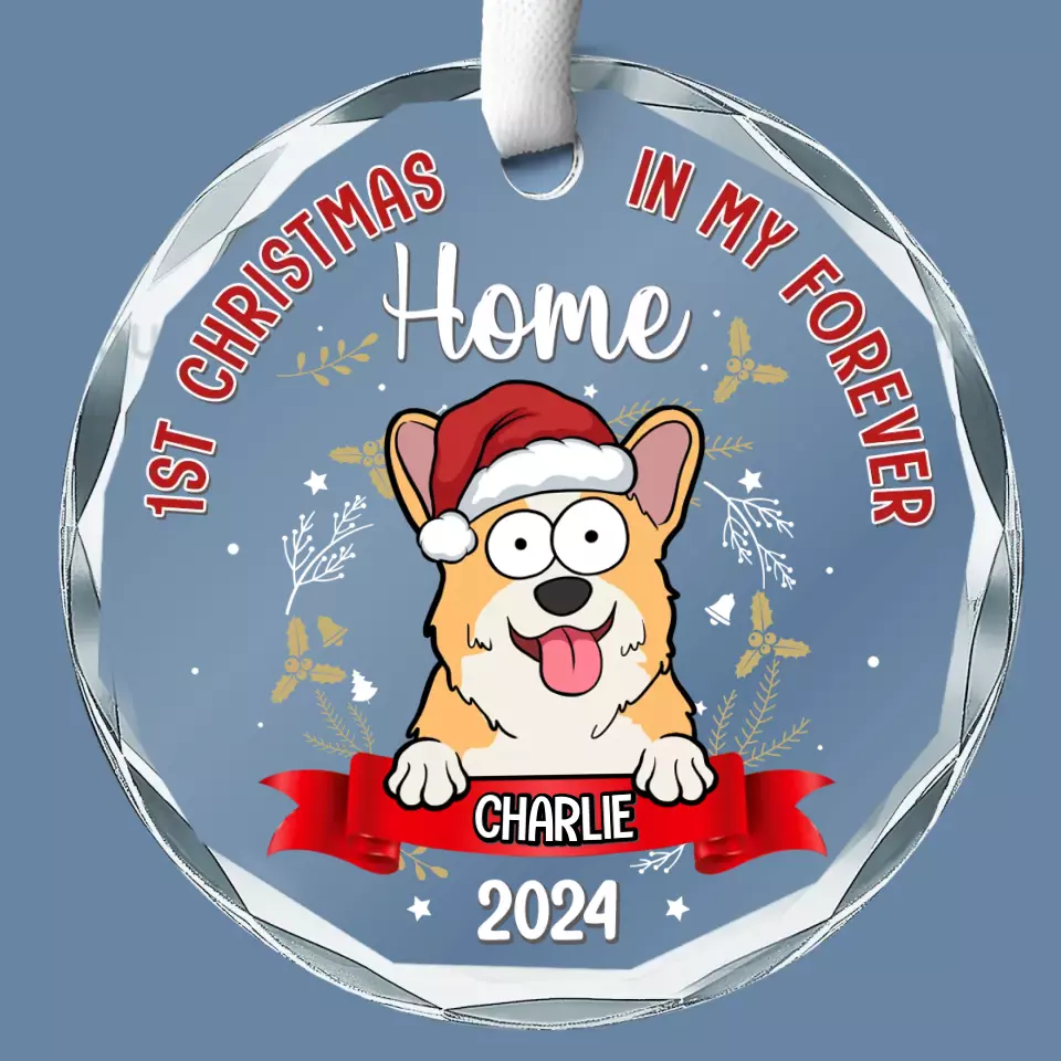 A Pawsitively Purrfect Christmas - Dog & Cat Personalized Custom Circle Glass Ornament - Christmas Gift For Pet Owners, Pet Lovers, First Christmas - Image 2