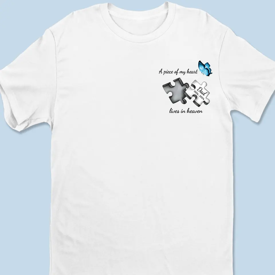 A Piece Of My Heart Lives In Heaven - Memorial Personalized Custom Unisex T-shirt, Hoodie, Sweatshirt - Sympathy Gift For Family Members - Image 2