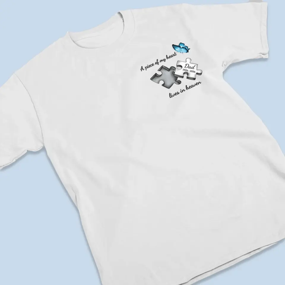 A Piece Of My Heart Lives In Heaven - Memorial Personalized Custom Unisex T-shirt, Hoodie, Sweatshirt - Sympathy Gift For Family Members - Image 3