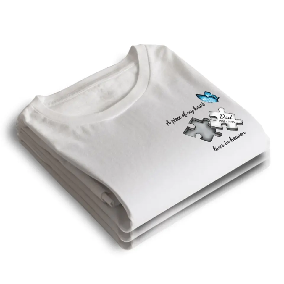 A Piece Of My Heart Lives In Heaven - Memorial Personalized Custom Unisex T-shirt, Hoodie, Sweatshirt - Sympathy Gift For Family Members - Image 4