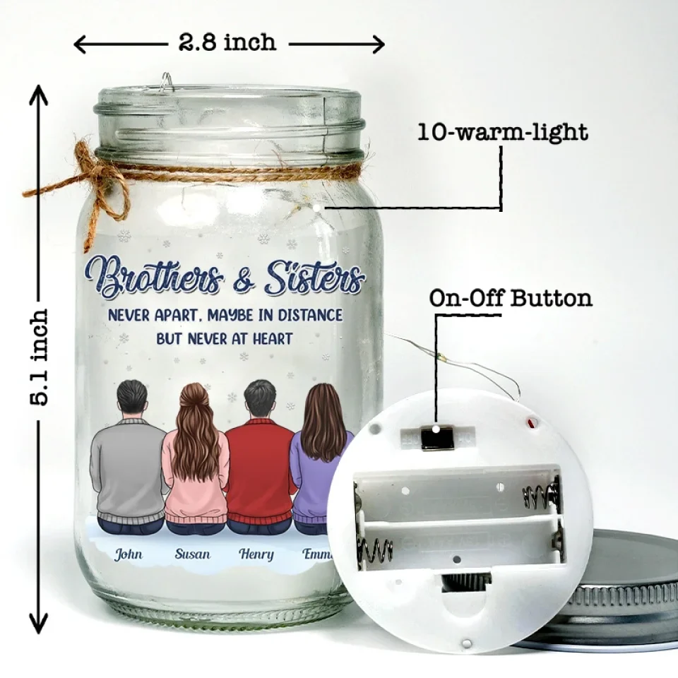 A Sibling Is A Forever Friend - Family Personalized Custom Mason Jar Light - Gift For Siblings, Brothers, Sisters - Image 5