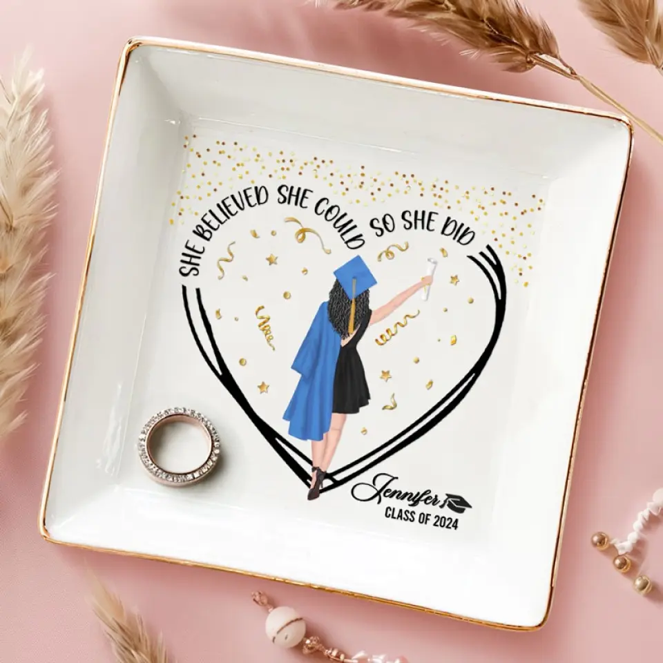 A Sweet Ending To A New Beginning - Family Personalized Custom Jewelry Dish - Graduation Gift For Family Members, Siblings, Brothers, Sisters - Image 3