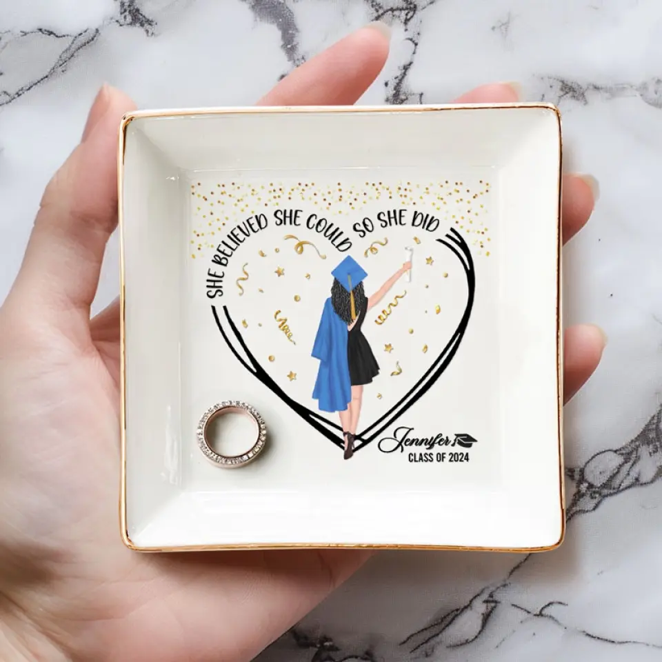 A Sweet Ending To A New Beginning - Family Personalized Custom Jewelry Dish - Graduation Gift For Family Members, Siblings, Brothers, Sisters - Image 4