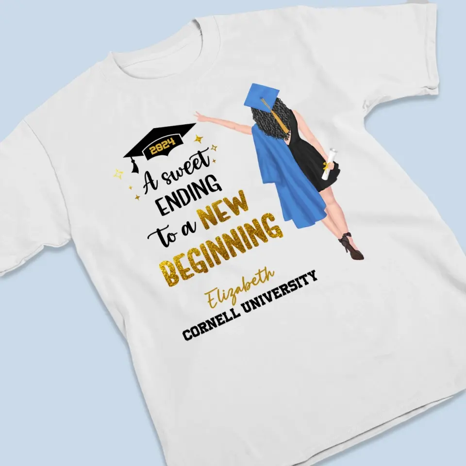 A Sweet Ending To A New Beginning - Family Personalized Custom Unisex T-shirt, Hoodie, Sweatshirt - Graduation Gift For Family Members, Siblings, Brothers, Sisters - Image 3