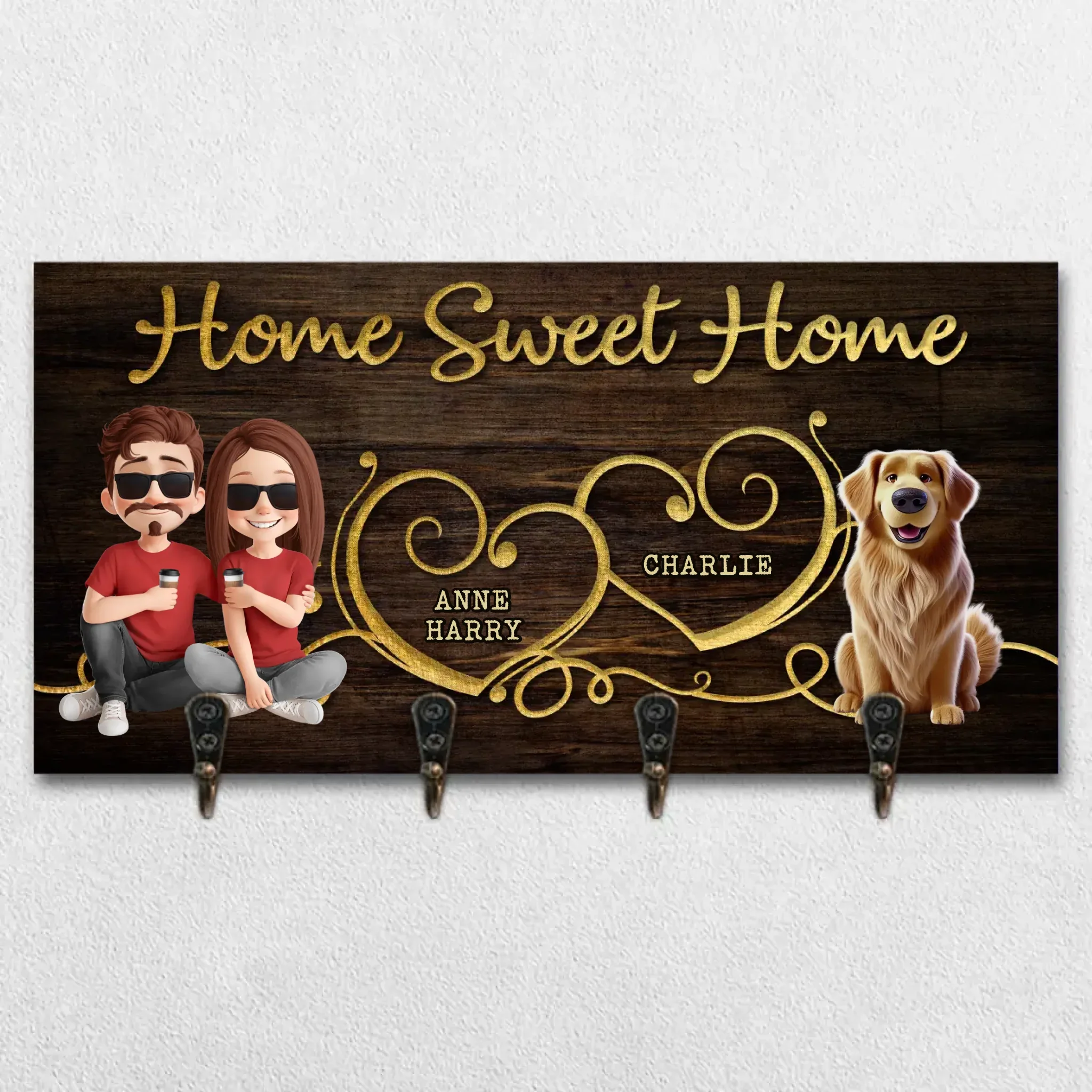 A Sweet Way To Keep Your Keys And Memories Close - Family Personalized Custom Home Decor Key Hanger, Key Holder - House Warming Gift For Family Members, Pet Owners, Pet Lovers - Image 2