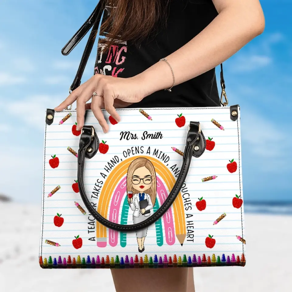 A Teacher Nourishes The Soul Of A Child For A Lifetime - Teacher Personalized Custom Leather Handbag - Gift For Teacher - Image 4