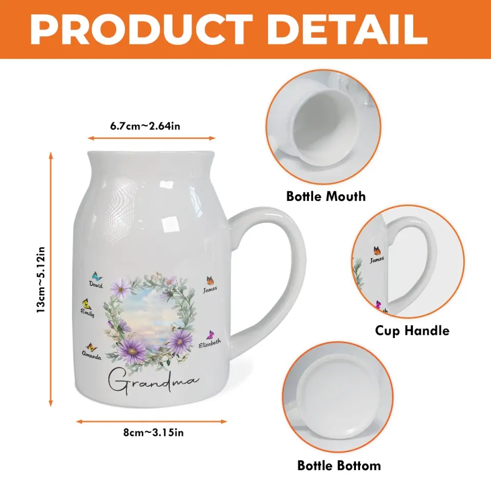 A Touch Of Floral Makes Everything Better - Family Personalized Custom Home Decor Flower Vase - House Warming Gift For Mom, Grandma - Image 3