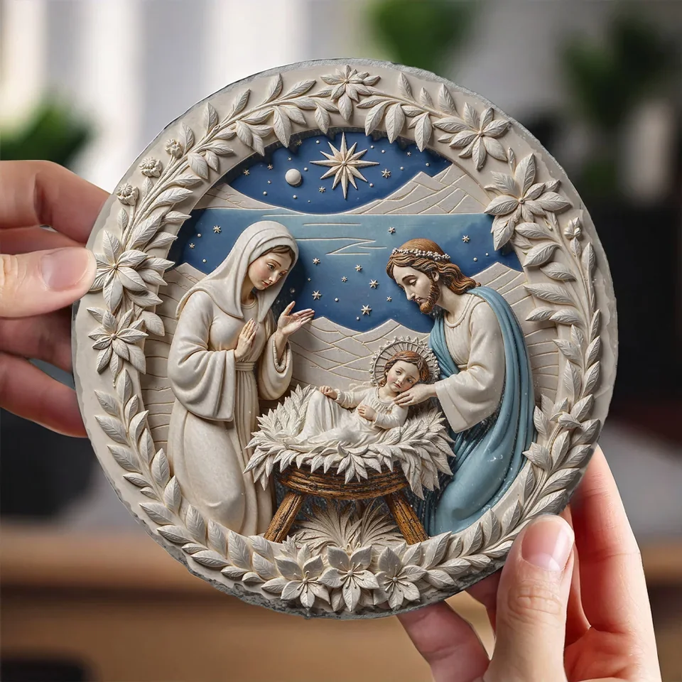 A Touching Way To Honor Family And Their Beliefs - Family Personalized Custom 3D Effect Printed Round Shaped Stone With Stand - Gift For Family Members - Image 4