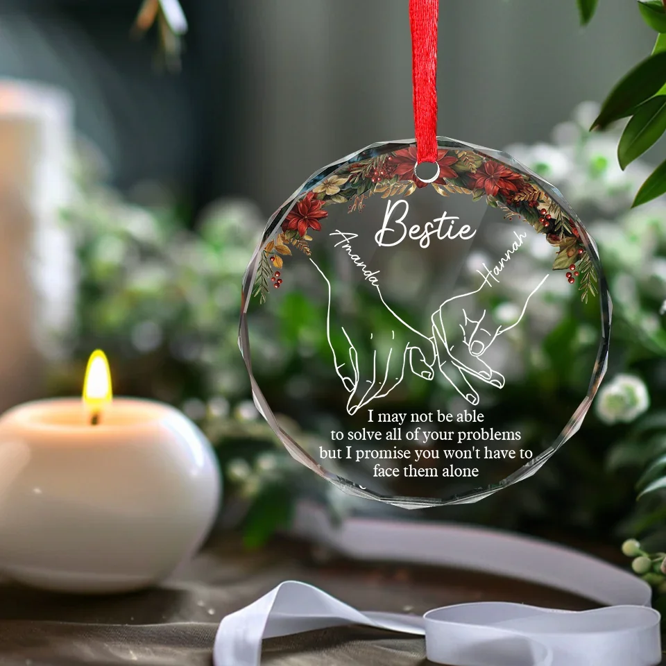 A True Friend Is The Greatest Of All Blessings - Bestie Personalized Custom Circle Glass Ornament - Christmas Gift For Best Friends, BFF, Sisters - Image 5