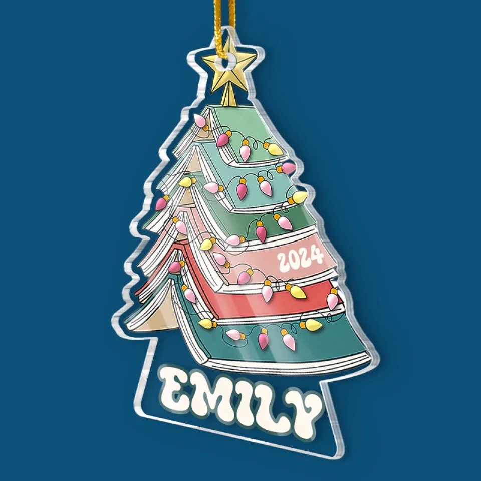 All Booked For Christmas - Personalized Custom Ornament - Acrylic Custom Shaped - Christmas Gift For Book Lovers - Image 3