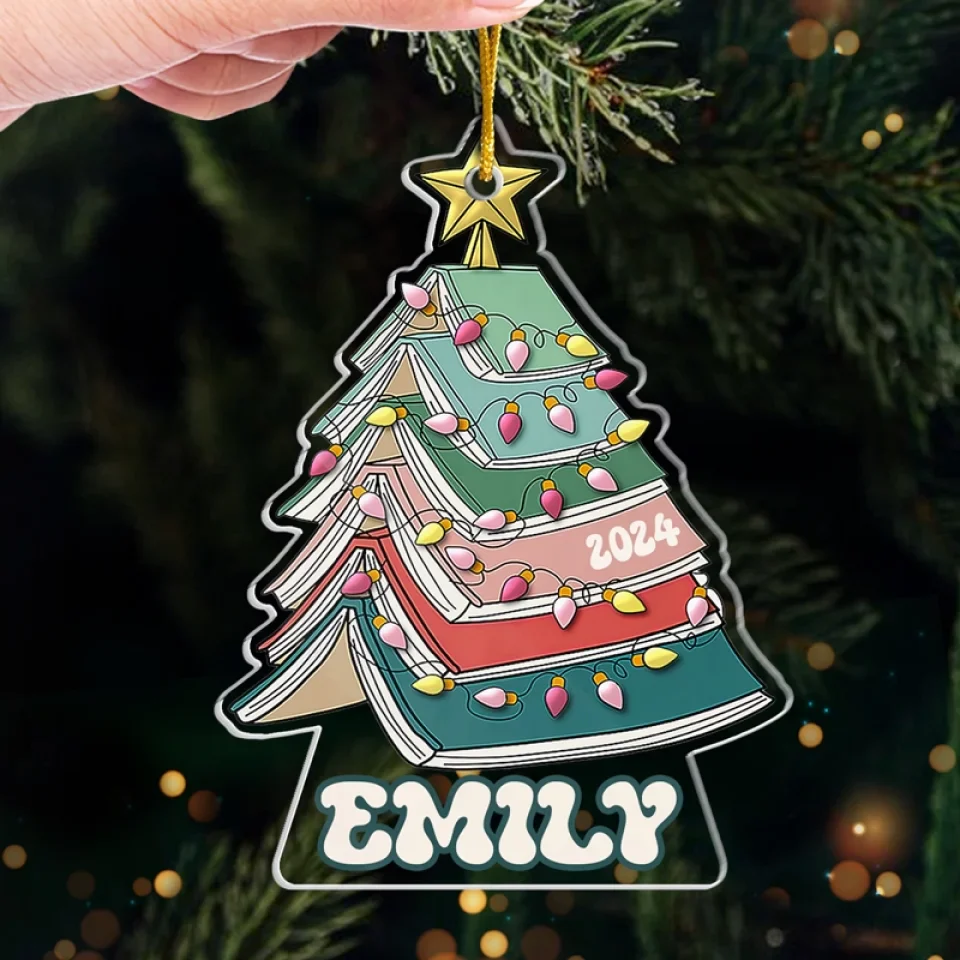 All Booked For Christmas - Personalized Custom Ornament - Acrylic Custom Shaped - Christmas Gift For Book Lovers - Image 4