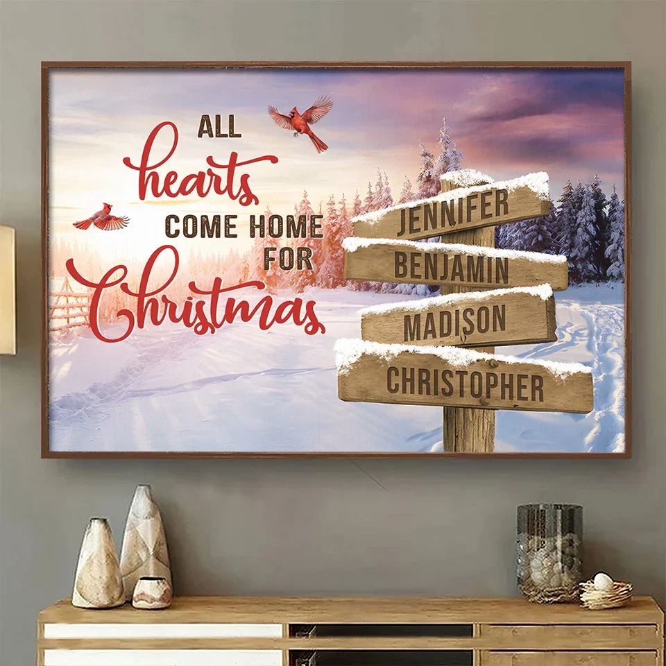 All Hearts Come Home For Christmas - Family Personalized Custom Horizontal Poster - Christmas Gift For Family Members - Image 3