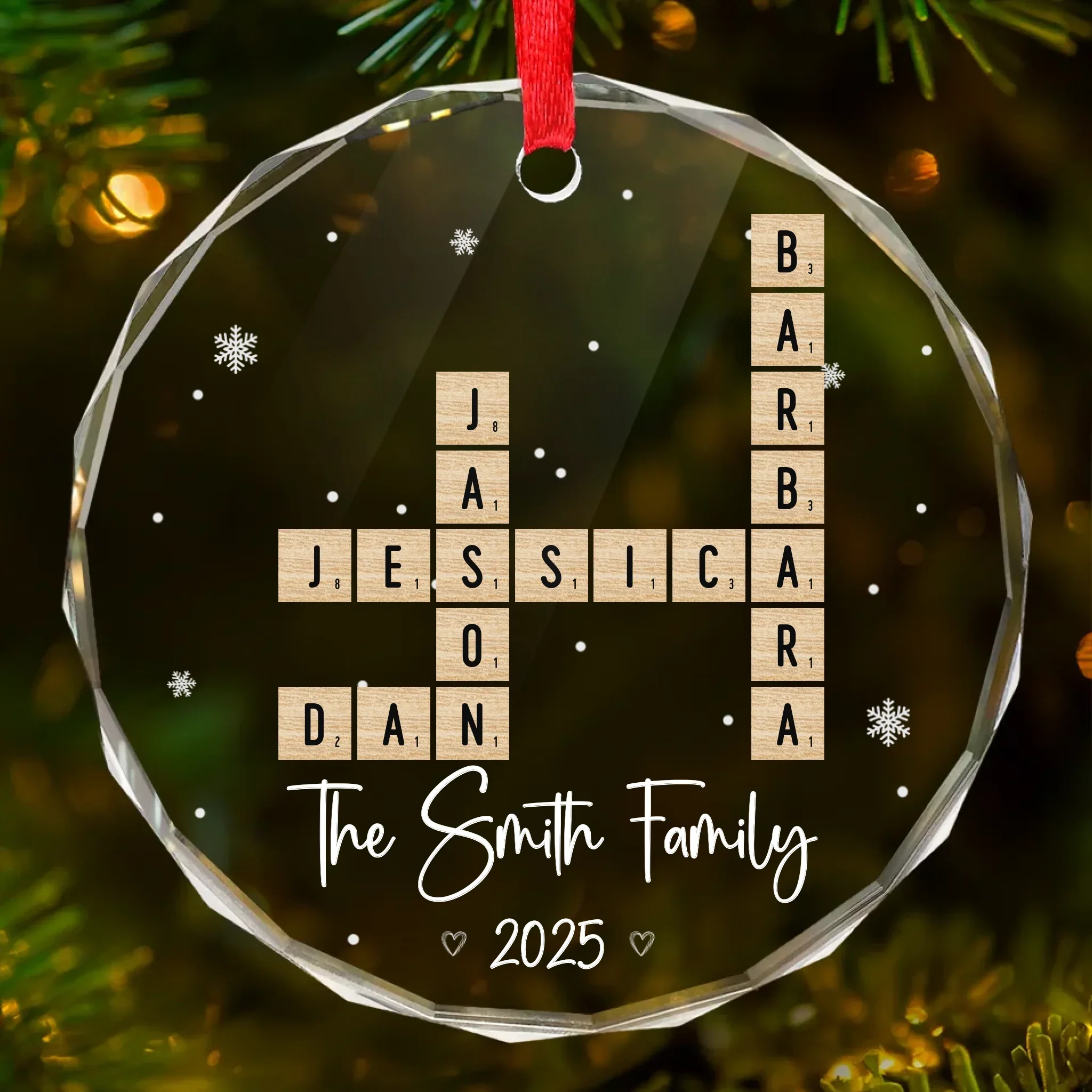 All I Want For Christmas Is To Be With My Family - Family Personalized Custom Circle Glass Ornament - Christmas Gift For Family Members - Image 2